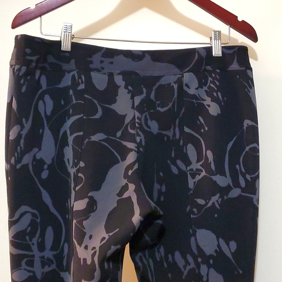 Bisou Bisou Black/Gray Abstract Print Zipper Dress Stretchy Ankle Pants Size 14 - Picture 5 of 8